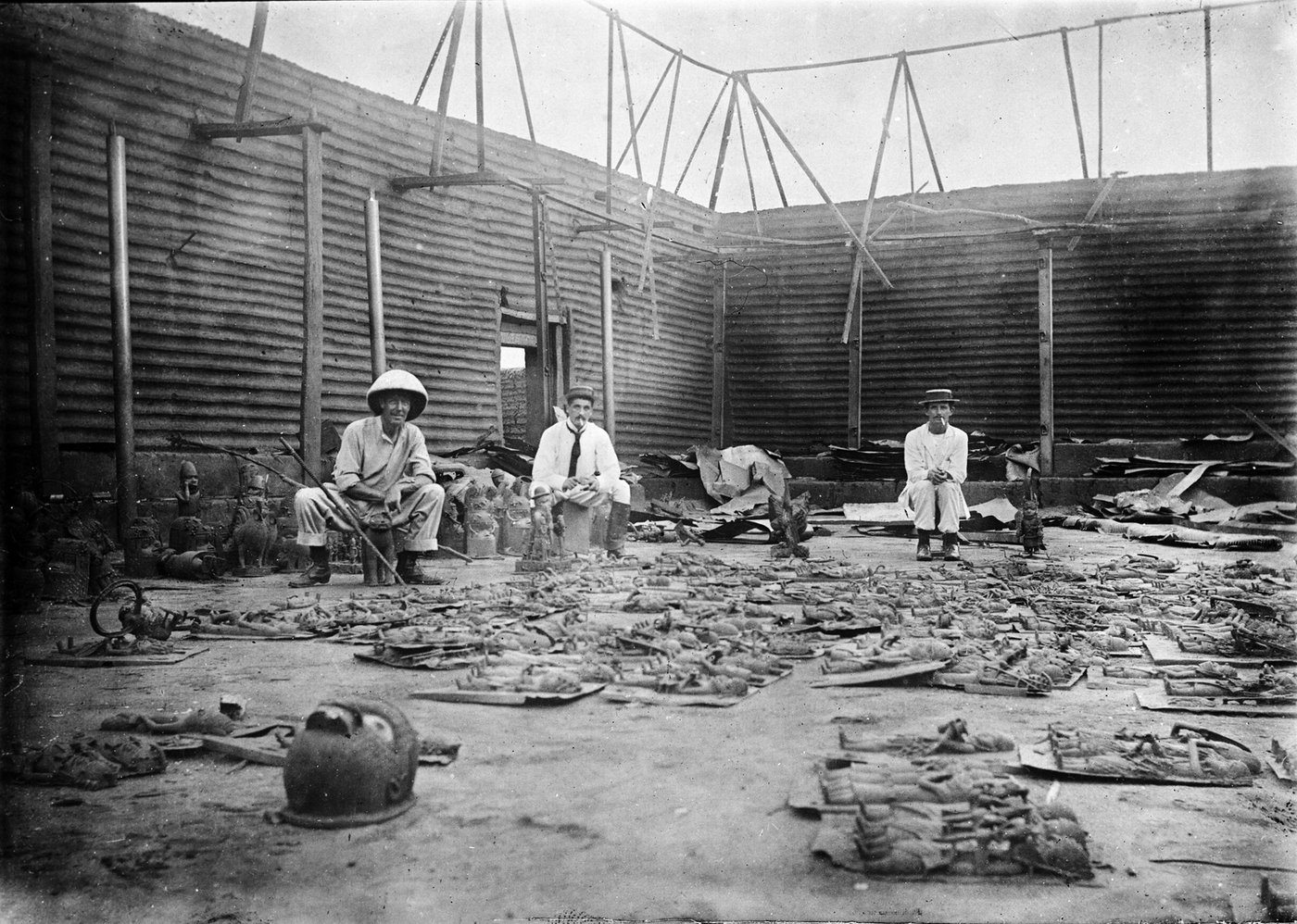 The burnt interior of the Oba's compound at Benin City photographed in 1897