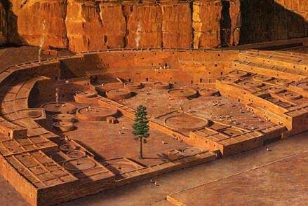 A digital reconstruction of Pueblo Bonito as a complete multi-storey great house