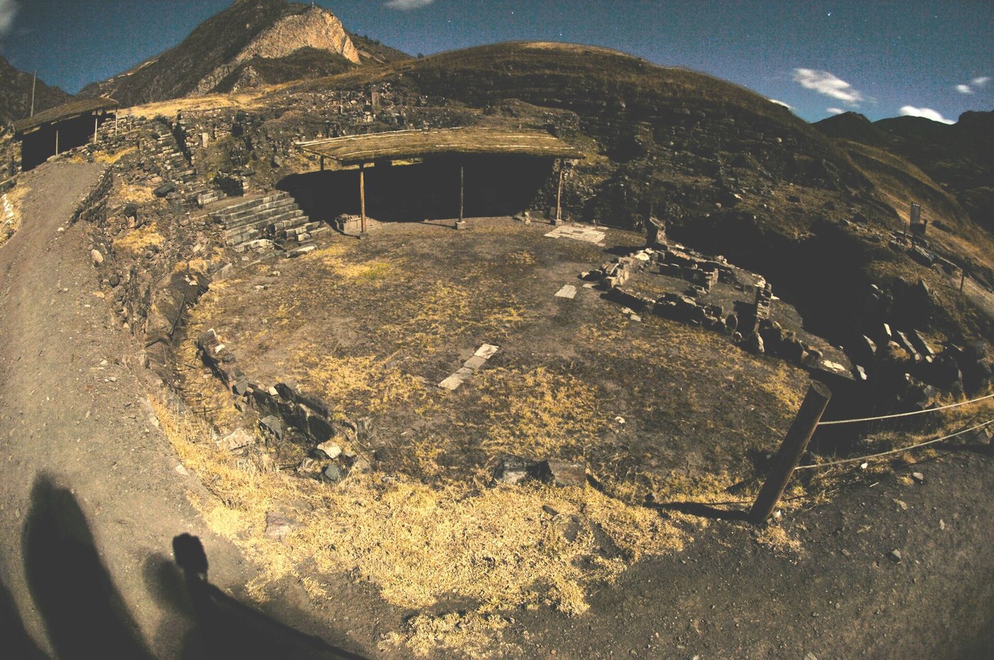 The sunken circular plaza at Chavín de Huántar, a round stone court set below ground level in front of the temple platforms