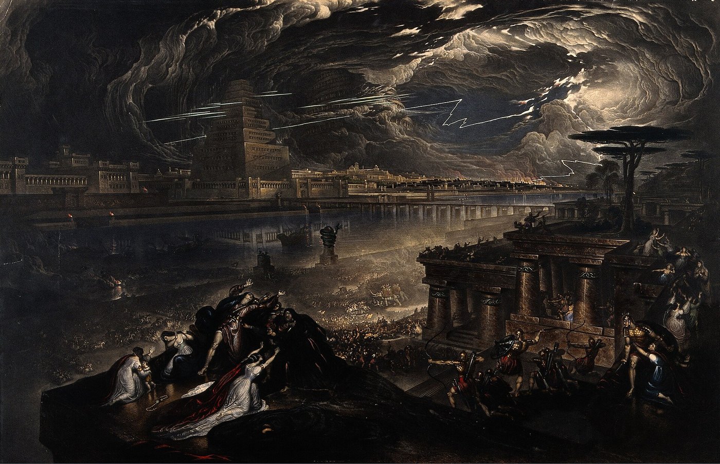 Nineteenth-century engraving of Cyrus the Great entering Babylon after defeating its king