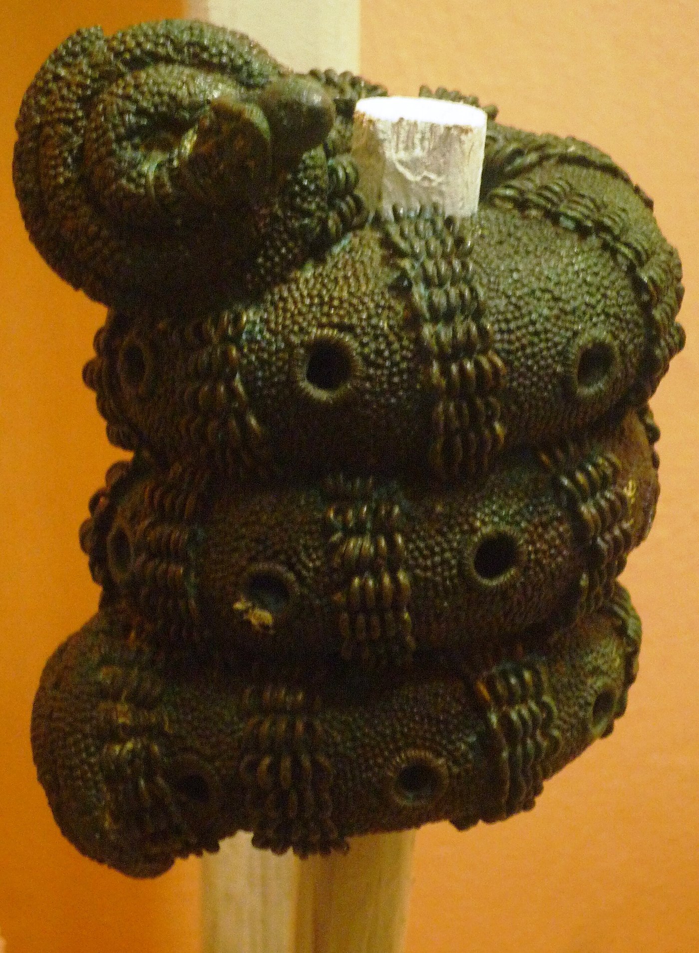 Ornate bronze ceremonial staff head from Igbo-Ukwu, ninth century