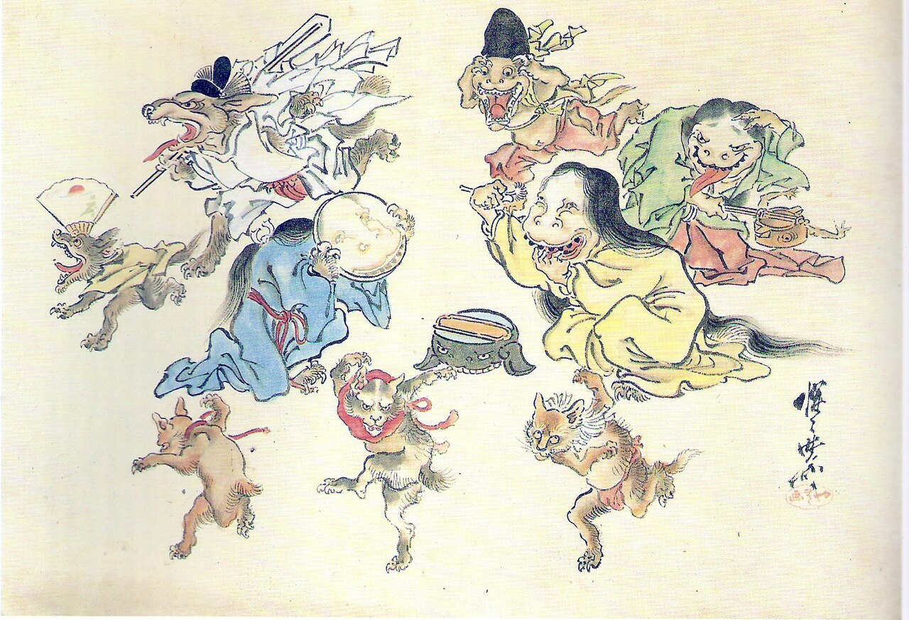 A scroll depicting the Night Parade of One Hundred Demons