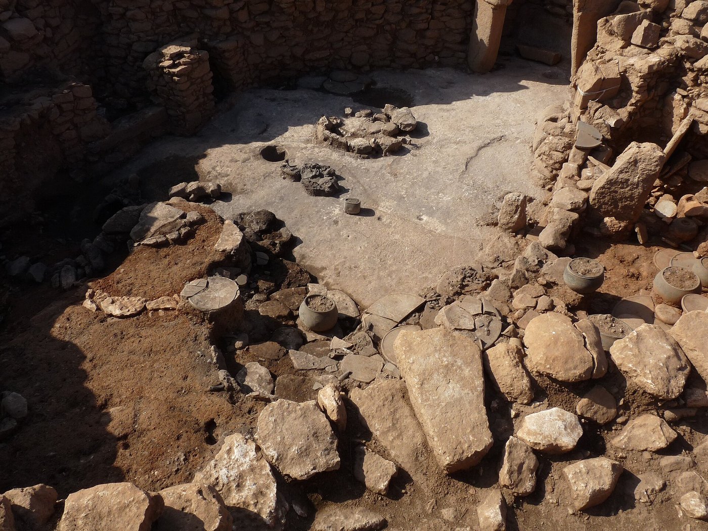 The excavated structures of Karahan Tepe cut into the bedrock of the Tektek hills