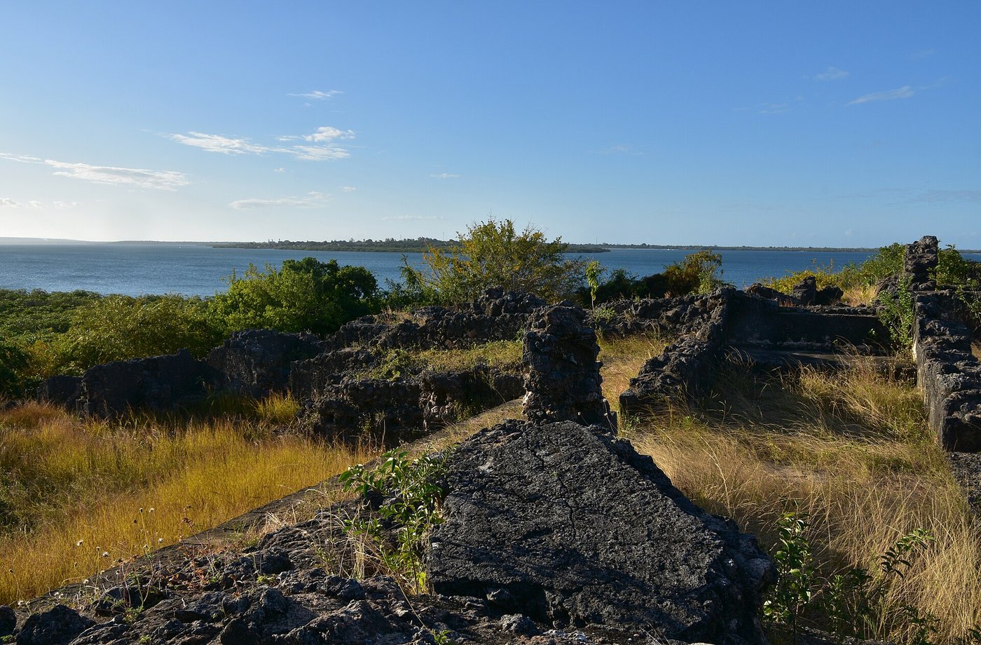 The cliff-top ruins of Husuni Kubwa, the fourteenth-century sultan's palace at Kilwa