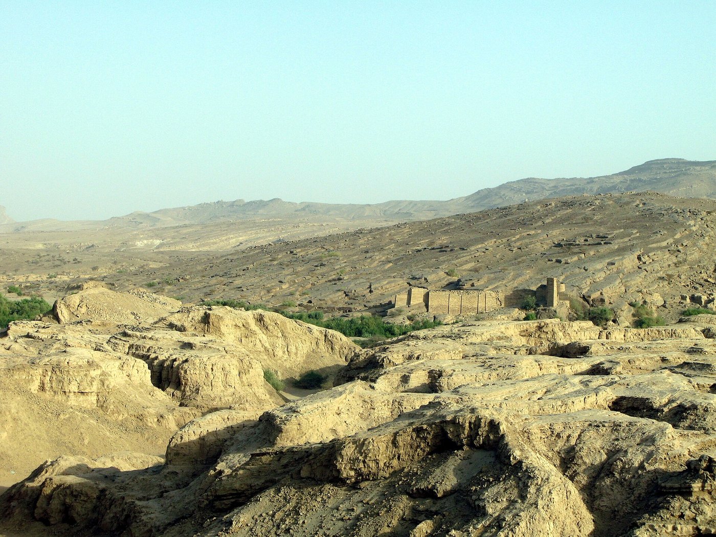Ancient stone remains of the historical dam of Marib in Yemen