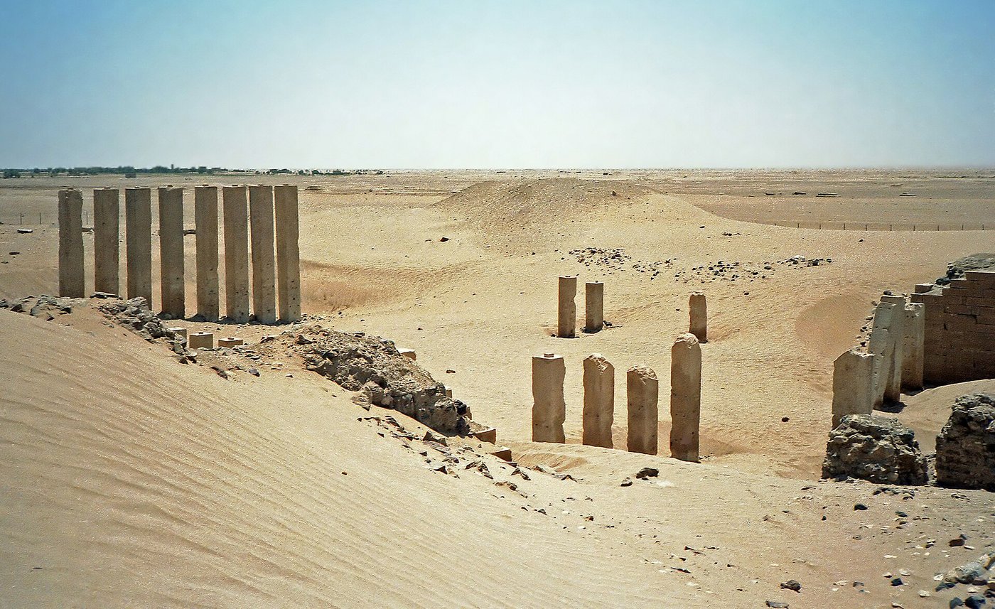 Standing stone pillars of the Awwam temple near Marib