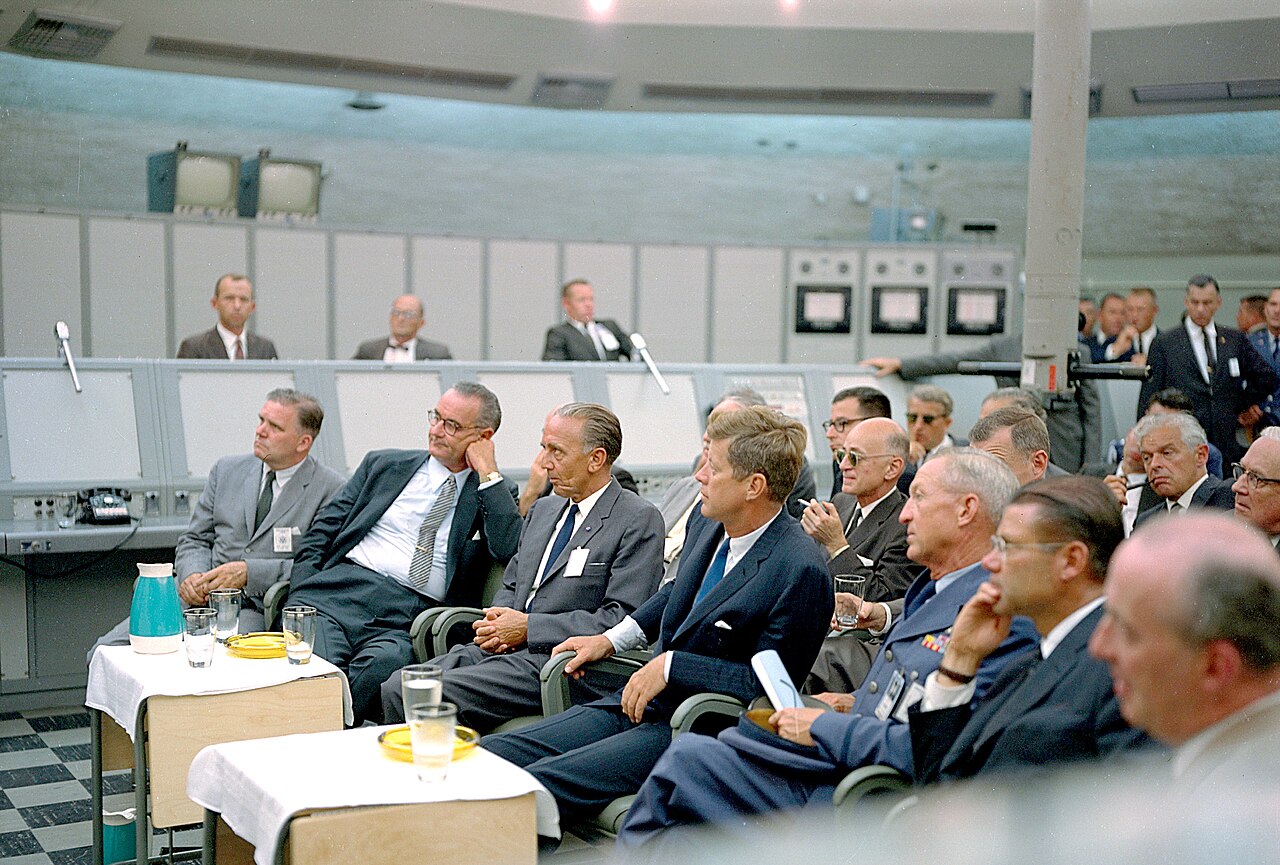 Von Braun showing President Kennedy around a space centre