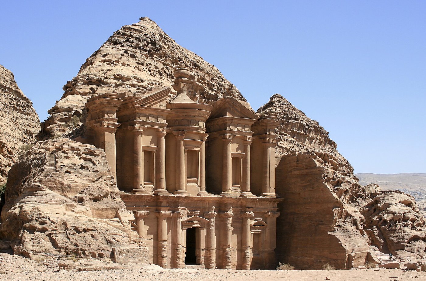 Ad Deir, the Monastery, a monumental facade carved into the rock at Petra