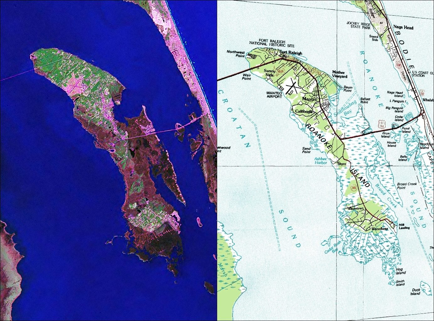 Roanoke Island and the coastal waters of North Carolina
