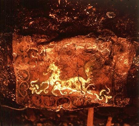 The Cheonma painting, a white heavenly horse on a birch-bark saddle flap from a Silla tomb