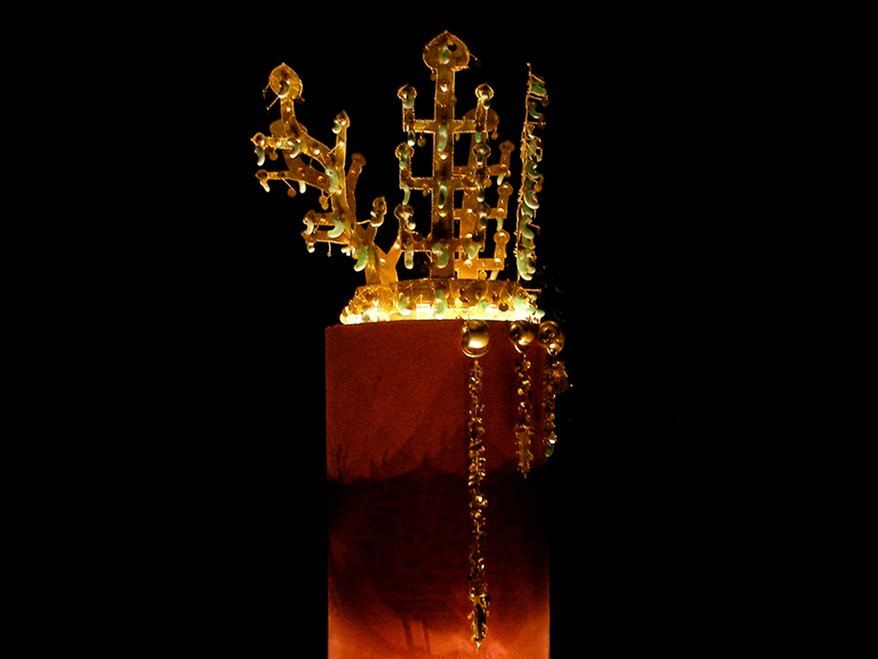 A Silla gold crown from the north mound of Hwangnamdaechong, worn by a high-ranking woman