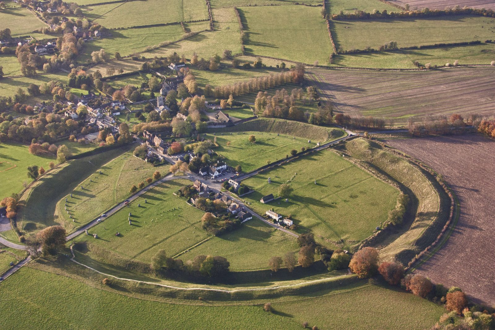 The standing stones of Avebury, a nearby Neolithic stone circle