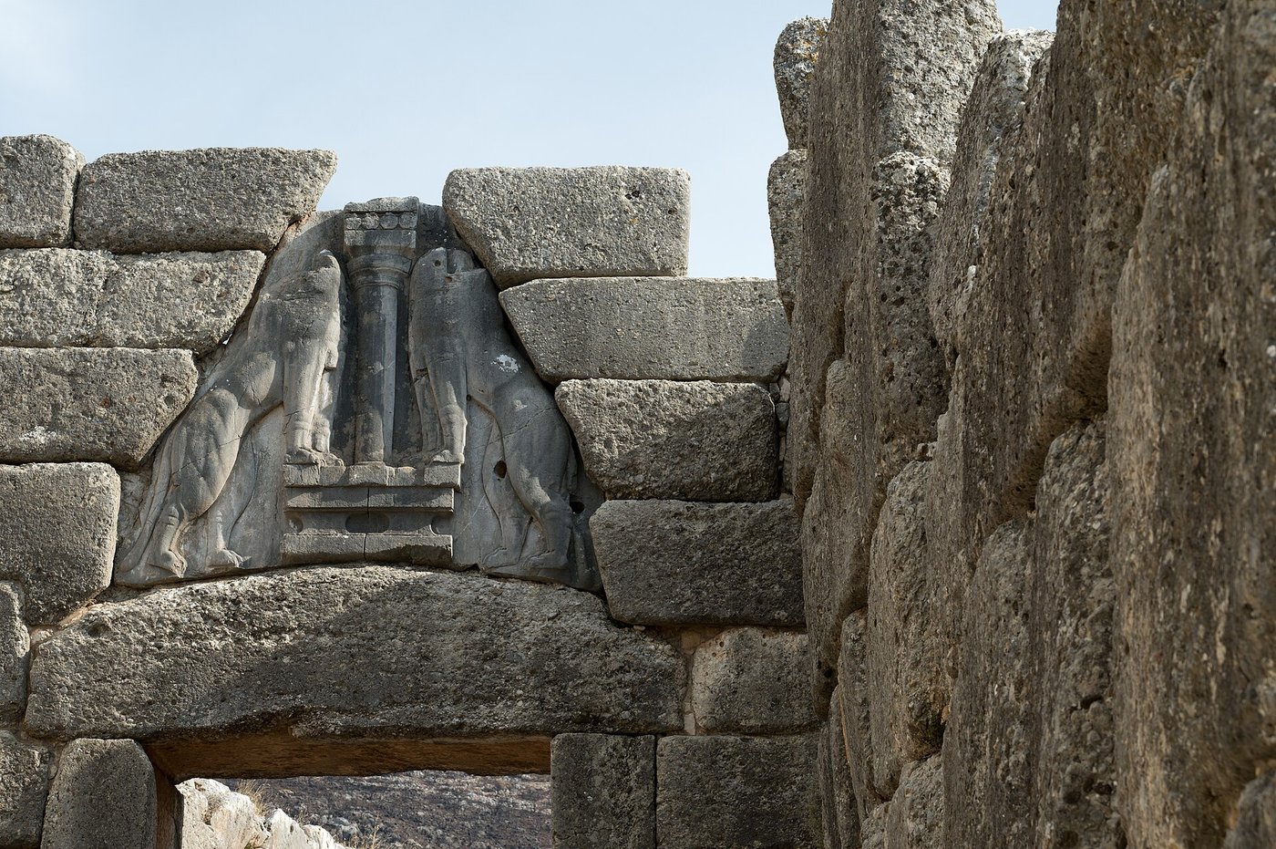 The ruined citadel walls of Mycenae in Greece