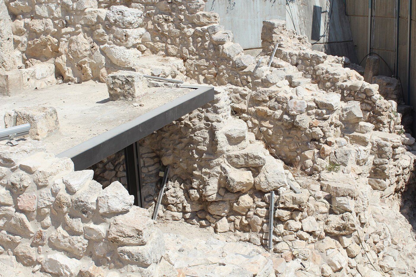 Excavated stone walls and doorways of an Iron Age house on the slope of the City of David in Jerusalem