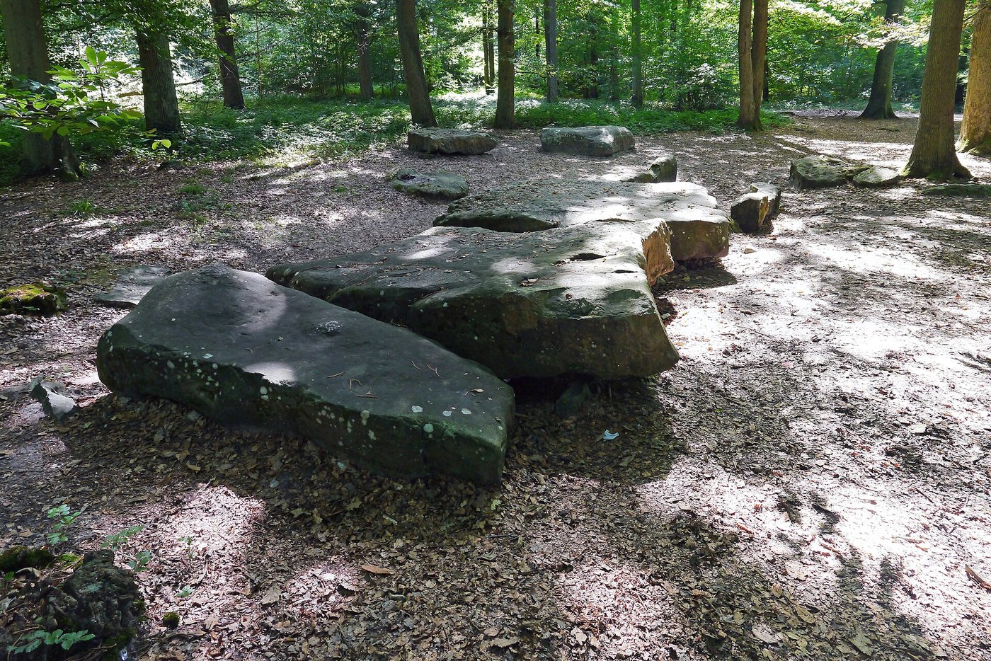 Entrance stone of a Neolithic allee couverte gallery grave near Paris
