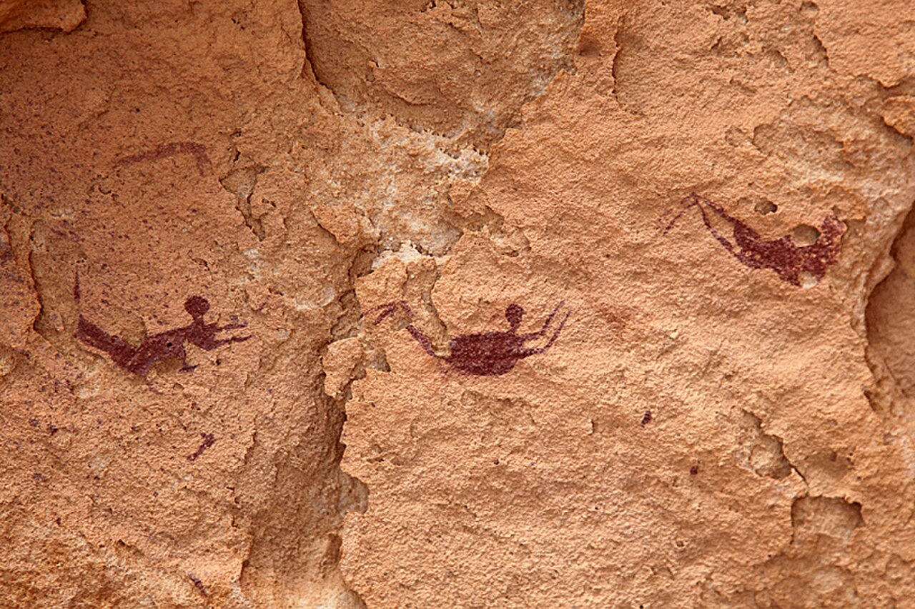 The Cave of Swimmers rock art showing human figures apparently swimming