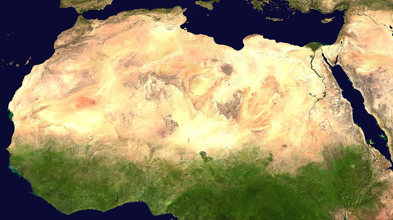 Satellite view of the vast modern Sahara desert