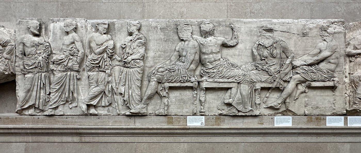 A section of the Parthenon frieze displayed in the British Museum