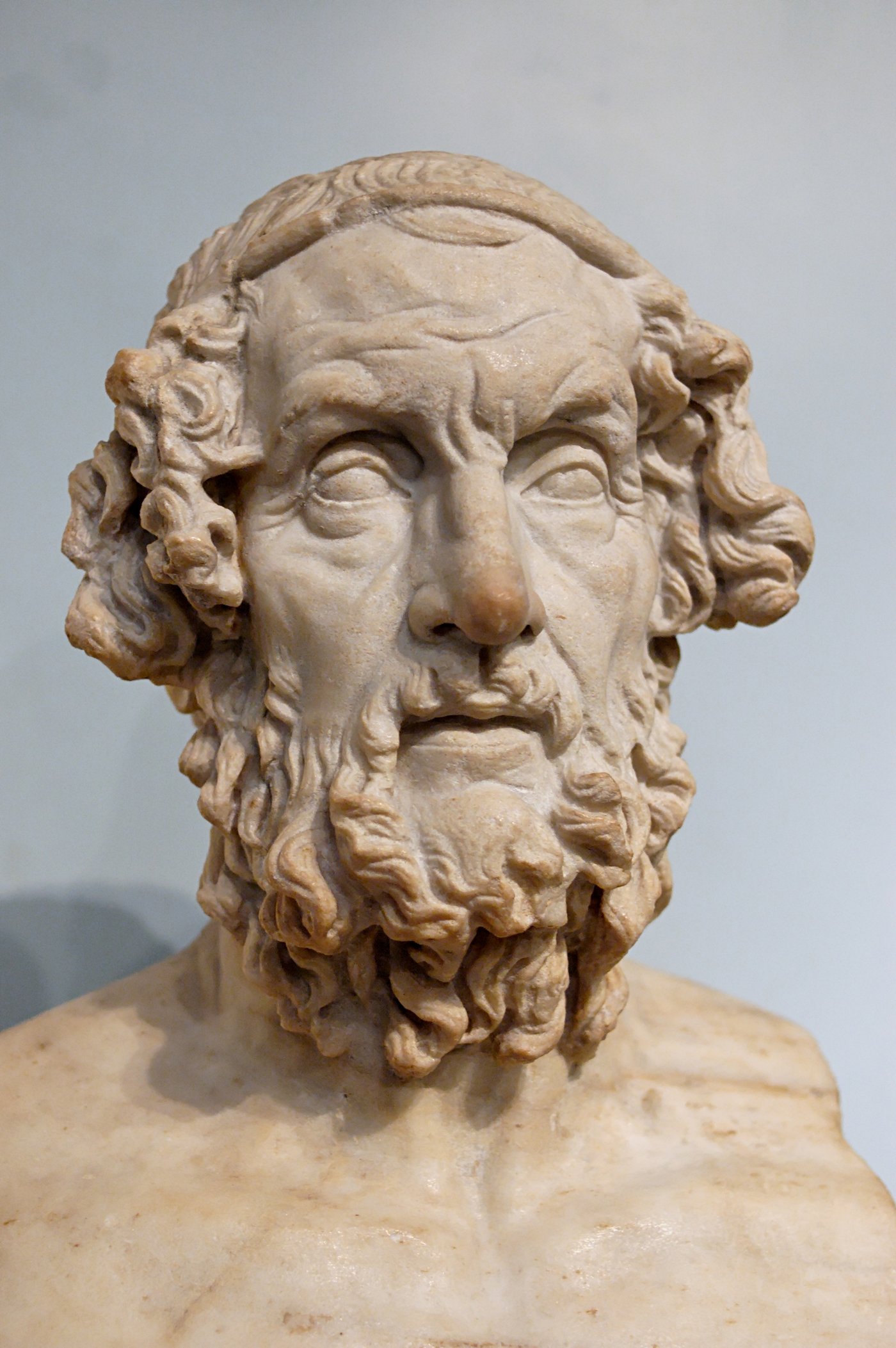 Ancient marble bust of Homer, the legendary Greek poet