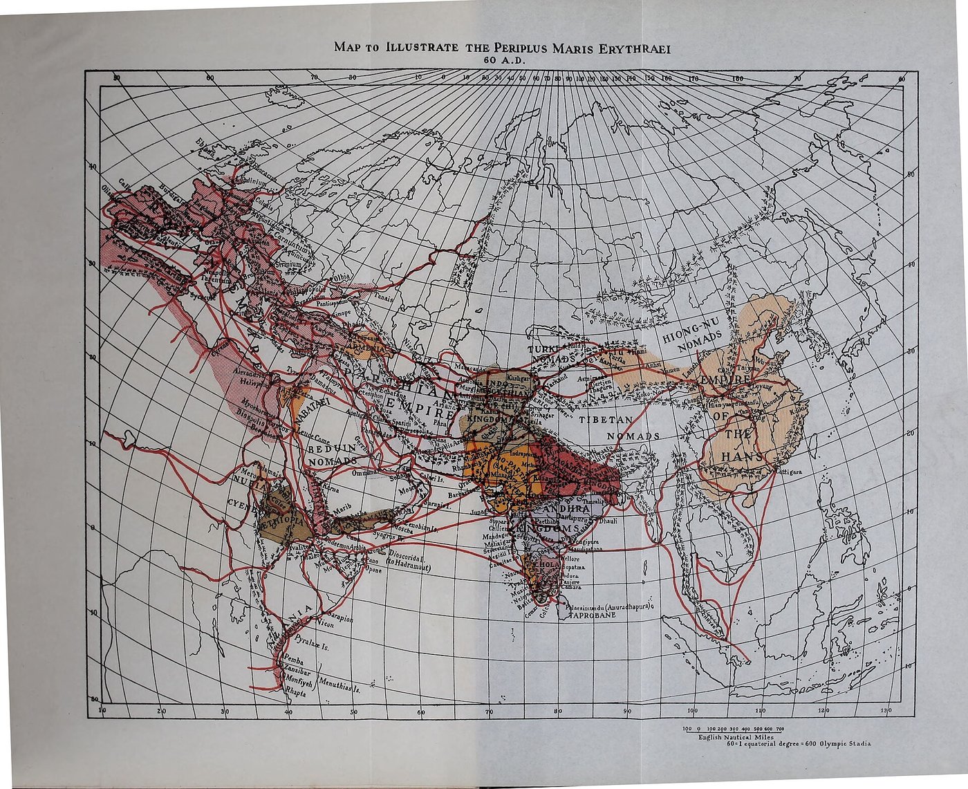 An early twentieth-century reconstruction map of the world described in the Periplus of the Erythraean Sea