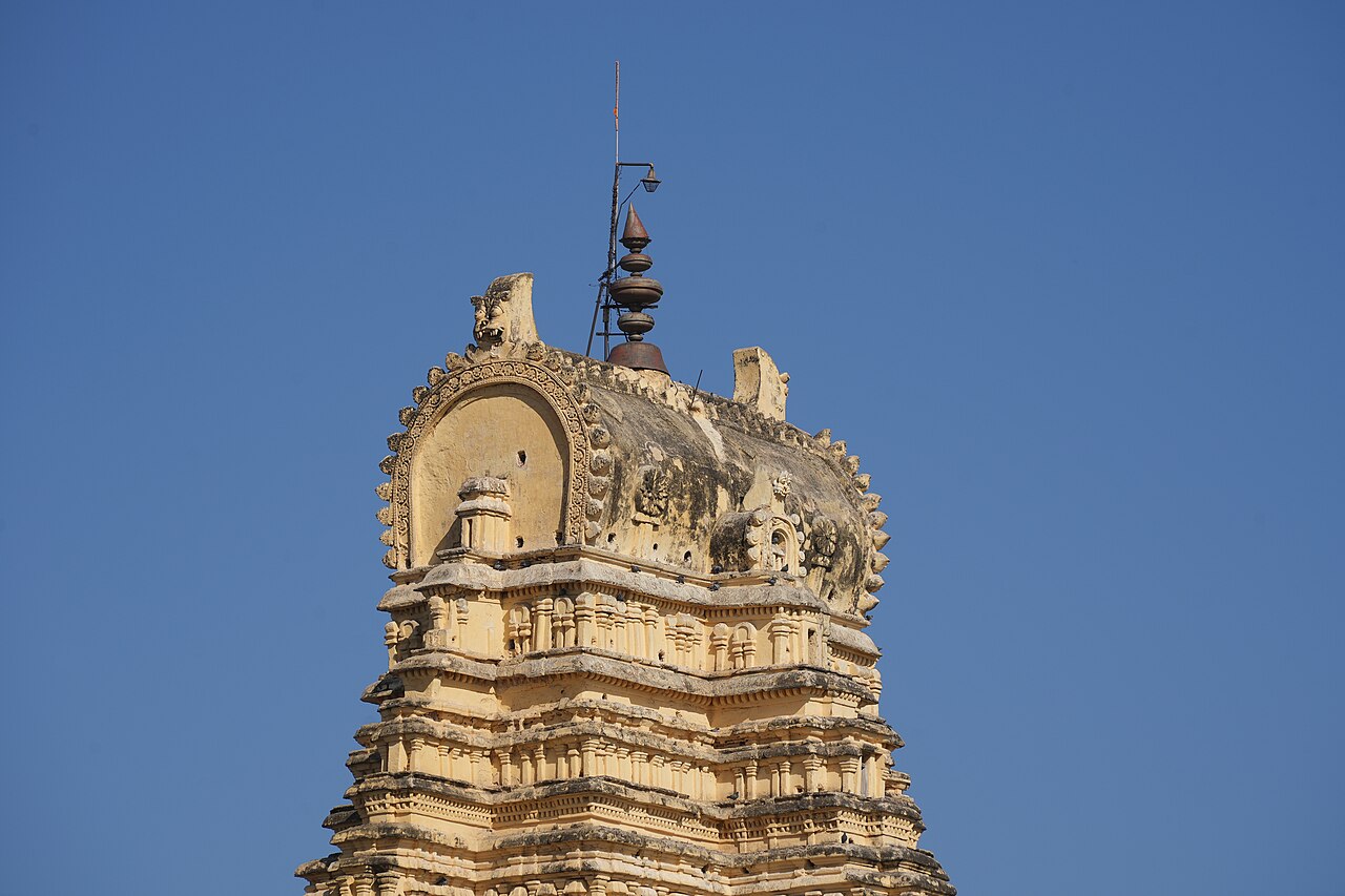 The towering gopuram tower of the Virupaksha Temple at Hampi