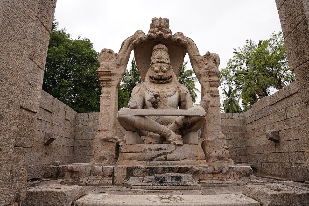 The colossal monolithic Narasimha statue at Hampi