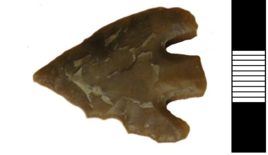 A barbed-and-tanged flint arrowhead from the Bronze Age