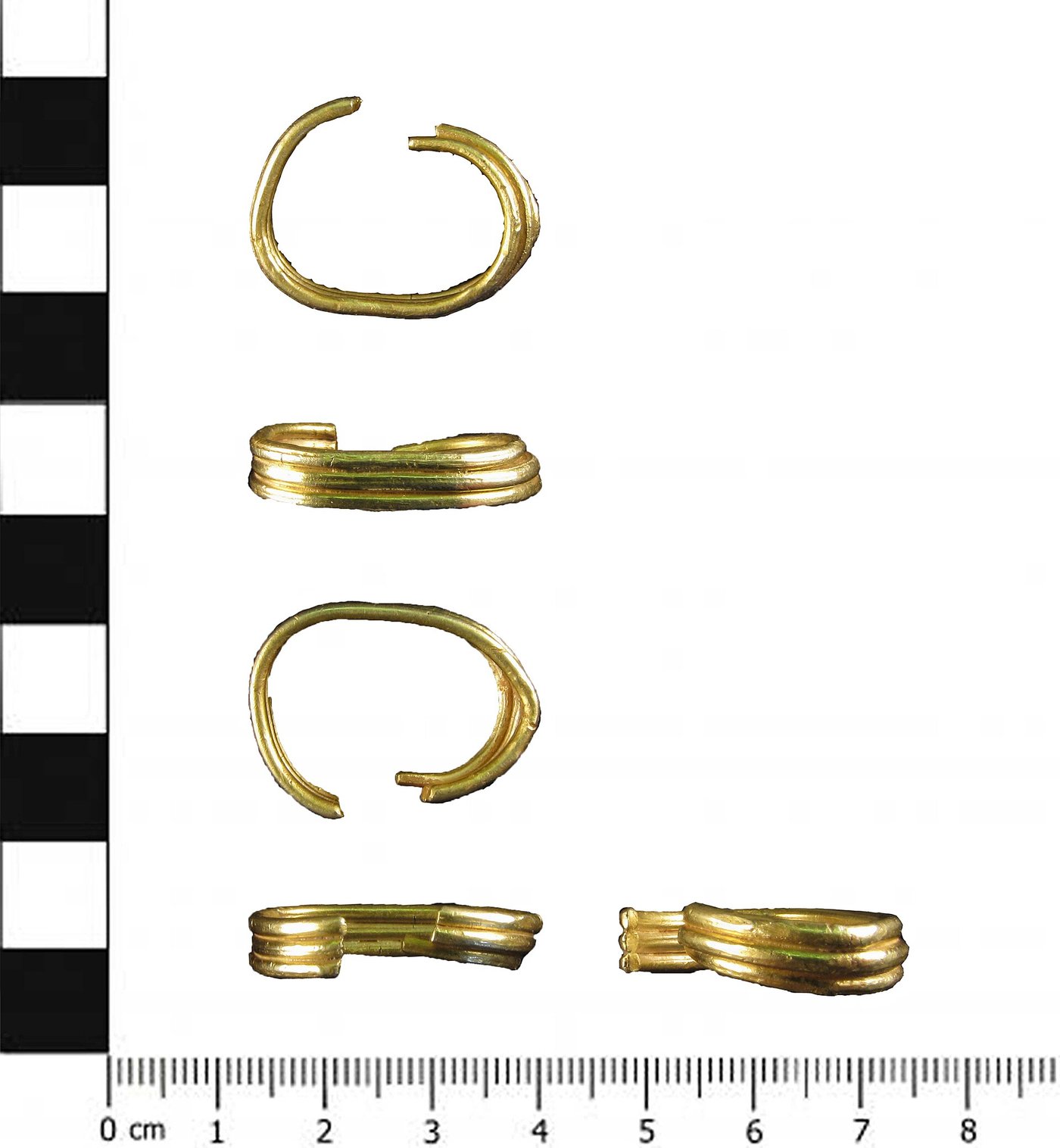 A Bronze Age gold penannular ring made of twisted wire strands