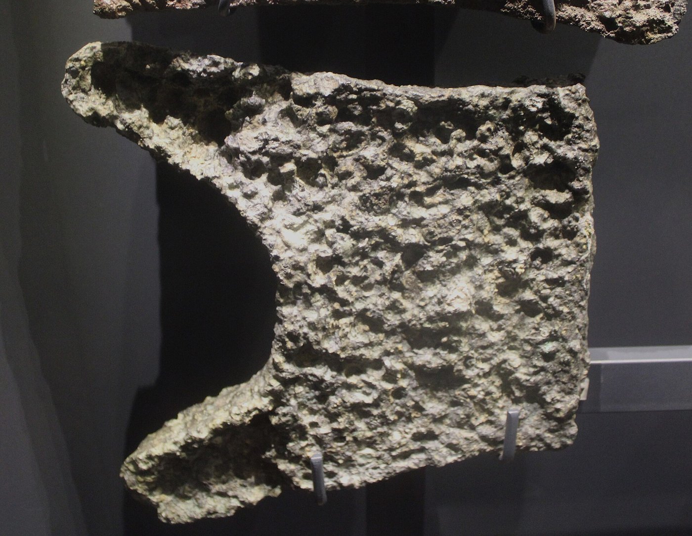 A half oxhide-shaped tin ingot recovered from the Uluburun shipwreck