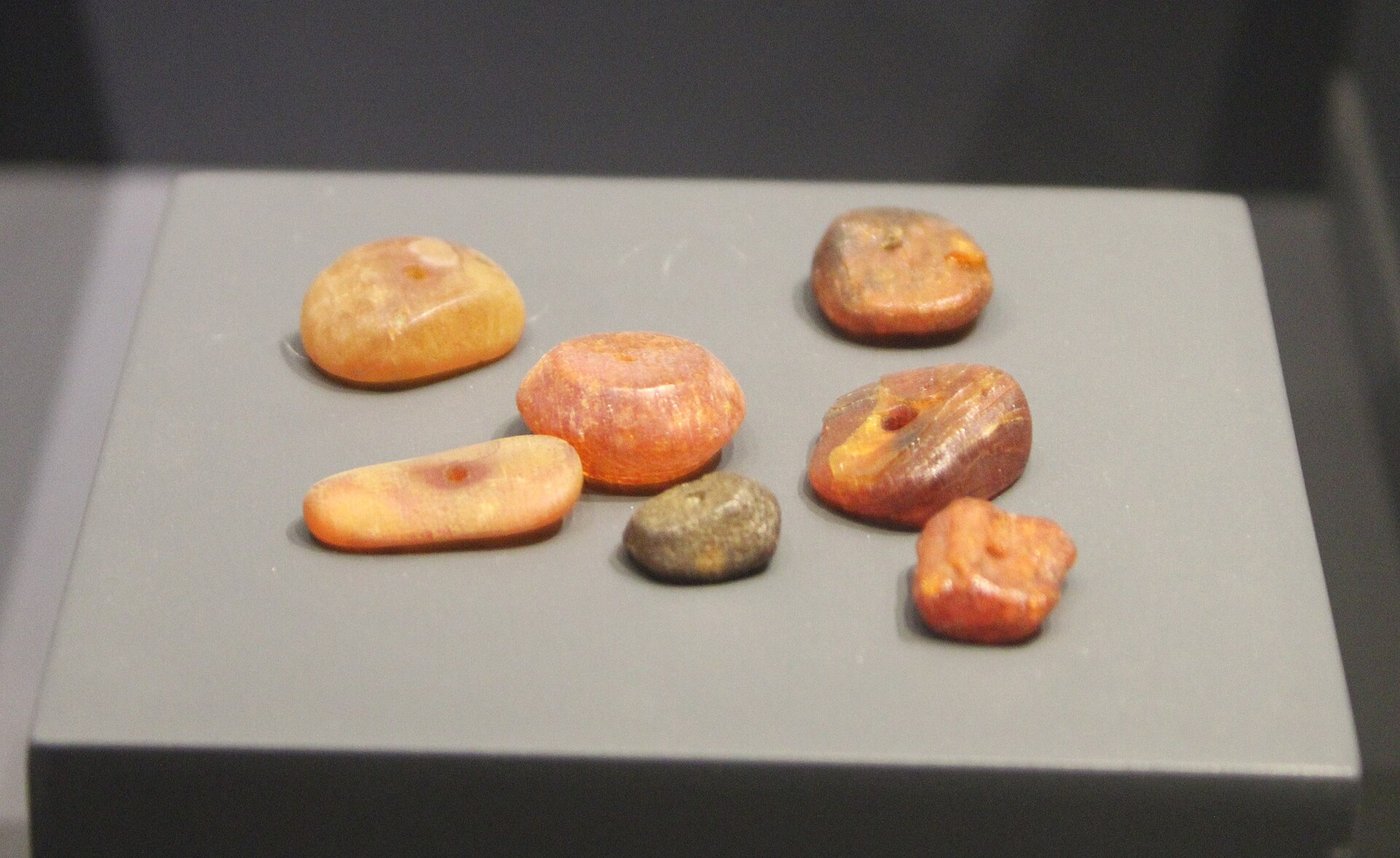 Small polished Baltic amber beads recovered from the Uluburun shipwreck