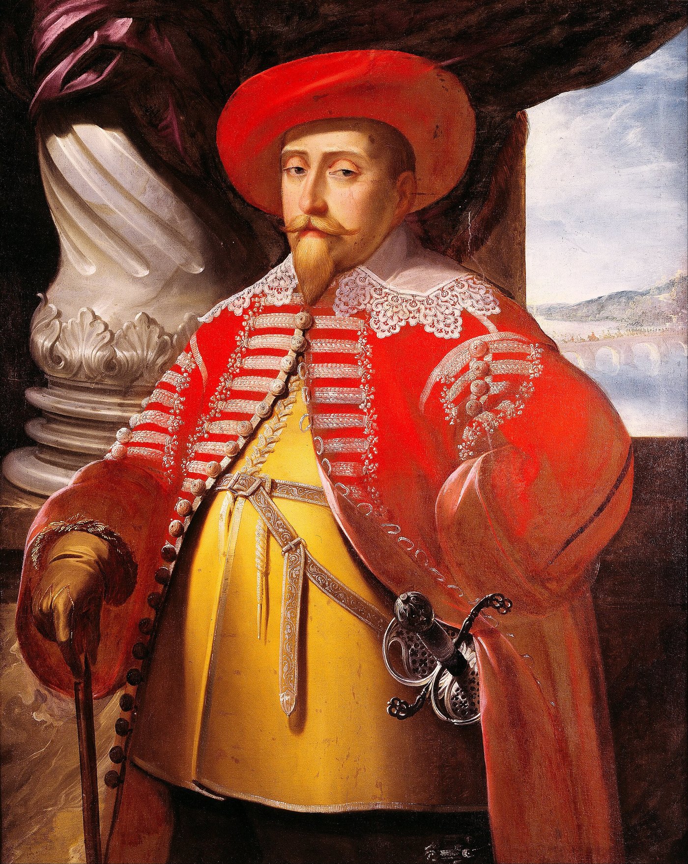 Engraved portrait of Gustavus Adolphus, King of Sweden, in armour and lace collar